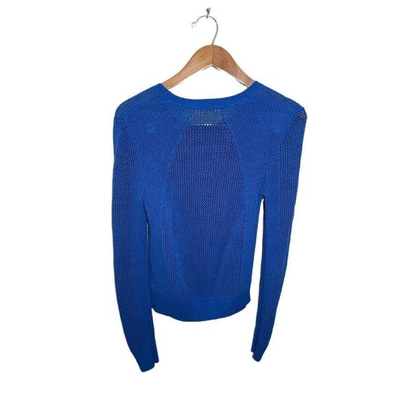 Athleta Mesh Open Knit Sweater Top‎ Textured Pullover Womens Size XS Blue - Picture 2 of 5
